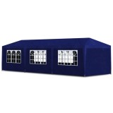 Cort pavilion 9x3m pentru gradina sau evenimente, cu 8 pereti laterali, albastru Household NewTrend