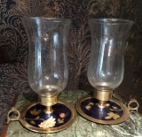 Set de 2 superbe sfeșnice tip opaiț din bronz masiv