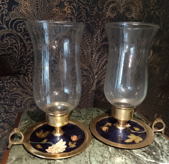 Set de 2 superbe sfeșnice tip opaiț din bronz masiv
