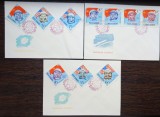 4 FDC ROMANIA - NAVIGATIA COSMICA - 15.01.1964, SERIE + COLITA NEDANTELATA, Romania de la 1950, Spatiu