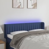 VidaXL Tăblie de pat cu LED, albastru, 147x16x78/88 cm, textil