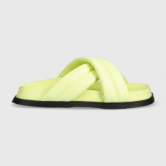 Tommy Jeans papuci FANCY PADDED SANDAL femei, culoarea verde, EN0EN02175