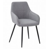 Cumpara ieftin Scaun stil fotoliu bucatarie/living, Artool, Beni, stofa, metal, gri deschis si negru, 57x59x85 cm
