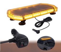 56 LED Lumina de Stroboscopica 60cm Lampa Girofar Avertizare Galben 12V 24V cu Magnetica