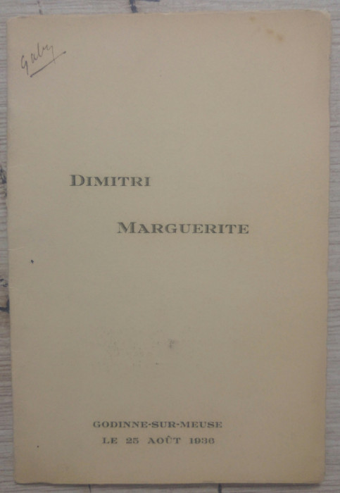 Meniu restaurant Dimitri Marguerite 1936