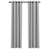 Cumpara ieftin Perdele opace, aspect panza, cu ocheti, 2 buc., gri, 140x245 cm