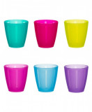 Set 6 pahare din plastic,multicolor, 240 ml,reutilizabile