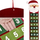 Calendar Advent Textil, 24 Buzunare, Reutilizabil, 67.5x20cm, Snur Prindere, Decor Craciun, Rosu/Alb/Verde