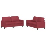 Cumpara ieftin Set de canapele cu perne, 2 piese, rosu vin, piele ecologica