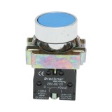 Buton de comanda metalic albastru cu revenire 1NO, 400V/10A, LAY5