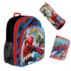 Set scoala Spiderman - Ghiozdan, Penar Neechipat, Penar Etui, 20 caiete Herlitz A5 48 File foto