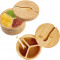 Cutie de sare și piper din bambus CYTOOL cu lingură, cu 3 compartimente din lemn