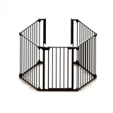 Tarc de siguranta modular pentru copii cu 5 panouri, metal negru, Noma