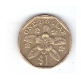 Moneda Singapore 1 dollar/dolar 1997, stare foarte buna, curata, Asia, Bronz-Aluminiu