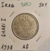 380 Iraq, Irak, 1 Dirham / 50 Fils - Ghazi I, 1938, 1357, KM# 104, argint, buna, Asia