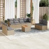 VidaXL Set canapele de grădină, 9 piese, cu perne, bej, poliratan 3223581