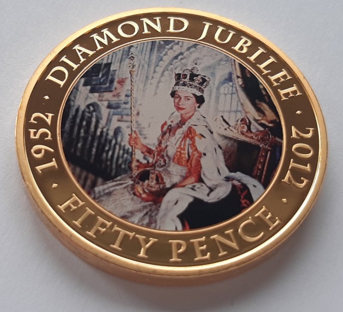 334. Moneda Jersey 50 Pence 2012 (Diamond Jubilee - Gold Plated)