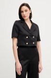 Gaudi blazer din amestec de in culoarea negru, cu doua randuri de nasturi, uni, 511FD35006