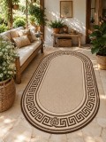 Cumpara ieftin Covor Oval Bucatarie Tip Iuta, Natura 900-19, Marime 50 x 80 cm, Crem, Antialergic, Polipropilena, Living, Terasa, Sufragerie, Birou