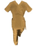 Costum Medical Pe Stil, Tip Kimono Bej cu Elastan, Model Daria - M, XL