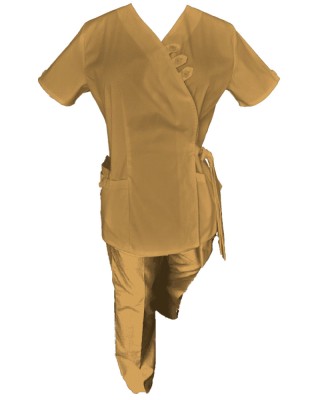 Costum Medical Pe Stil, Tip Kimono Bej cu Elastan, Model Daria - M, 3XL foto