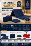 Set Saltea Yumeiho Pliabila 200x120x5 cm, Include Geanta Transport si Perna Genunchi, Bleumarin, Yoga Fitness Gimnastica