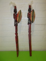 Arta tribala africana SCULPTURA in LEMN - razboinici sculptati stil totem ,40 cm