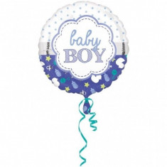 Balon botez folie metalizata 43cm Baby Boy Scallop foto