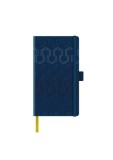 Agenda nedatata A5 Castelli, coperta rigida bleumarin/argintiu, elastic bleumarin, dictando ivory, Litera