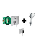 Cumpara ieftin Set baterie de dus, Hansgrohe, Finoris, cot racord si set de para cu furtun, suport de para si pipa pentru cada