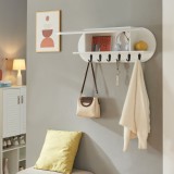 Cuier de perete alb cu raft, compartiment si 6 carlige Vilk&ouml;n