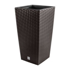 Ghiveci de flori patrat, RATO square, 32.5 x 32.5 cm, H 61 cm, 21/49 L, imitatie ratan, maro, Prosperplast foto