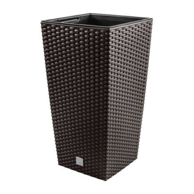 Ghiveci de flori patrat, RATO square, 32.5 x 32.5 cm, H 61 cm, 21/49 L, imitatie ratan, maro, Prosperplast foto