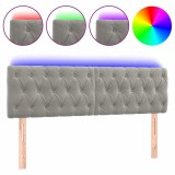 Cumpara ieftin Tablie de pat cu LED, gri deschis, 144x7x78/88 cm, catifea