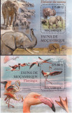 120=MOZAMBIC-Fauna-elefanti si Flamingo-2 blocuri nestampilate, Nestampilat