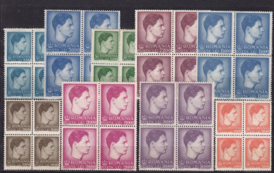 1947 - LP 212 - Uzuale - MIhai I - format mic si mare - bloc de patru - MNH foto