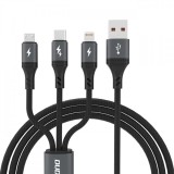 Cablu Incarcare USB-A - Lightning / microUSB / USB-C Dudao L3E 3in1, 60W, 1.2m, Negru