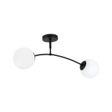 Plafoniera Sefora PL2 B Klausen Urban 2xE27 Negru 70x15x27 cm, Lustra Moderna Metal si Sticla Opal pentru Living, Design Elegant, Iluminat Interior