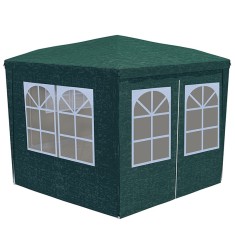 Cort pavilion de gradina hexagonal, 200x200 cm, cu pereti laterali cu ferestre, impermeabil cu rezistenta UV, verde Household NewTrend