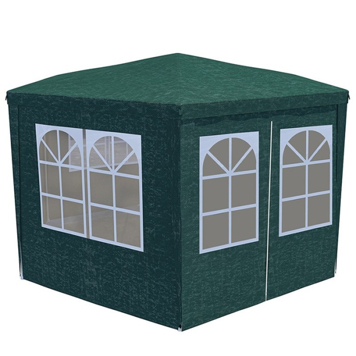 Cort pavilion de gradina hexagonal, 200x200 cm, cu pereti laterali cu ferestre, impermeabil cu rezistenta UV, verde Household NewTrend