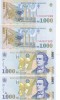 Romania 1 000 1000 Lei 1998 P-106 UNC Mihai Eminescu,x2 SERIE CONSECUTIVA