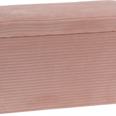 Bancheta cu spatiu pentru depozitare Ottoman, Excellent Houseware, 76x40x38 cm, max 160 kg, velur, roz pudra