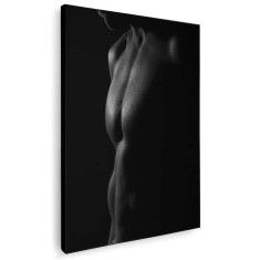 Tablou nud barbat bust alb, negru 1278 Tablou canvas pe panza CU RAMA 20x30 cm