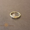 Inel floare cu 3 cristale zirconia albe - placat 14k