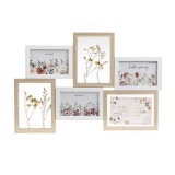 Rama foto din lemn, colaj 6 fotografii, Kopenpal, Alb/Bej, 53x36x1 cm