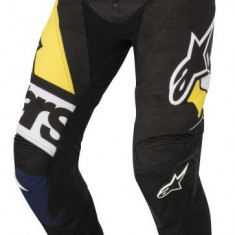 Pantaloni Moto Alpinestars Mx Racer Techstar Factory Negru / Alb / Albastru / Galben Marimea 30 3721018/1725/30