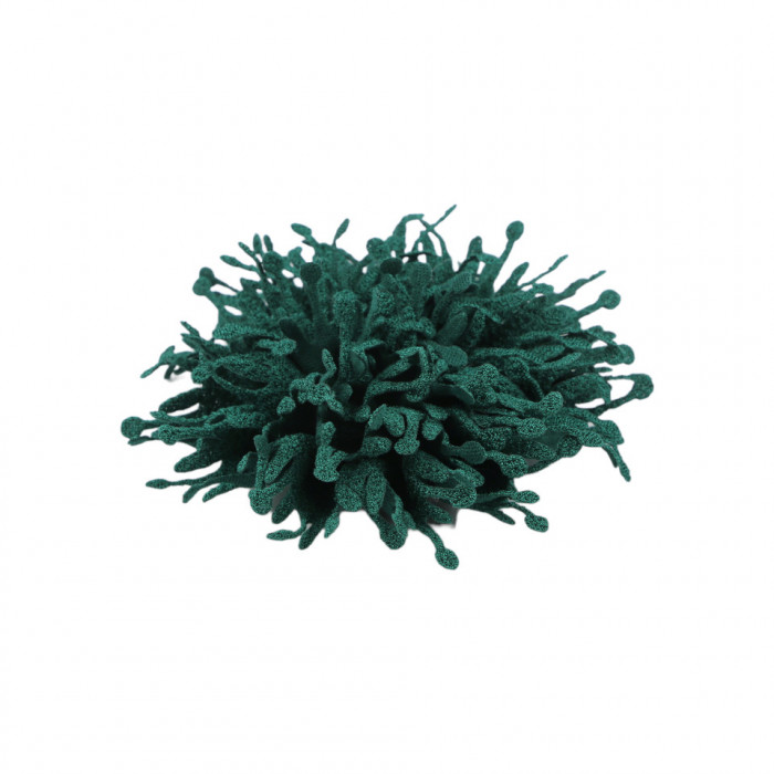 Floare textila pentru lipit sau cusut pe haine, diametru 10 cm, Verde inchis