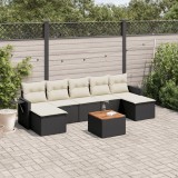 Cumpara ieftin Gossi set mobilier de gradina cu perne, 8 piese, negru, poliratan