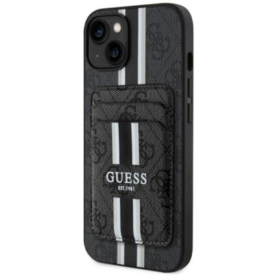 Husa pentru iPhone 15 - Guess Cardslot 4G Stripes MagSafe (GUBPHCP15SP4RPSK) - Black foto