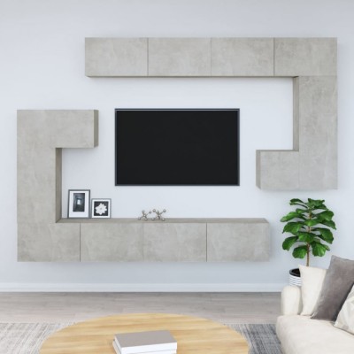 vidaXL Dulap TV montat pe perete, gri beton, lemn prelucrat foto